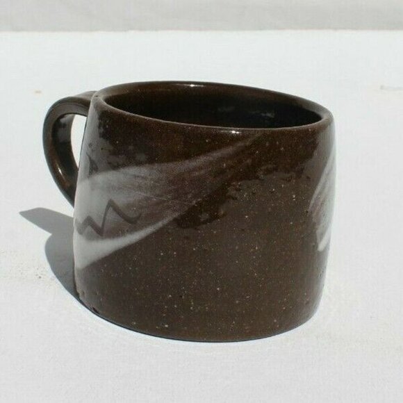 Vtg MCM CALIFORNIA CA Pottery CLAY - Brown Art Retro Hand Made Coffee Mug Cup - Picture 3 of 6